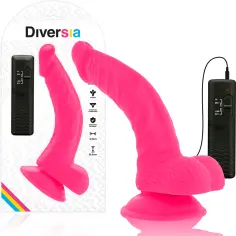 DIVERSIA - DILDO REALÍSTICO FLEXIBLE CON VIBRACIÓN ROSA 21.5 CM -O- 4.5 CM 2