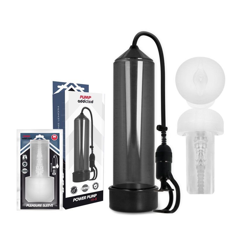 PUMP ADDICTED - BOMBA ERECCIÓN RX5 BLACK CON MASTURBADOR Bomba Alargadora Pene