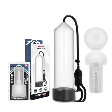 PUMP ADDICTED - BOMBA ERECCIÓN RX5 TRANSPARENTE CON MASTURBADOR PUMP ADDICTED