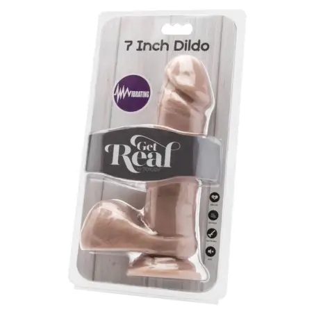 Dildo 18 cm con Testículos Vibrador Natural | Get Real