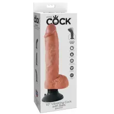 KING COCK - DILDO VIBRADOR CON TESTÍCULOS 25.5 CM COLOR NATURAL 2