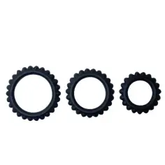 BAILE - TITAN SET 3 PCS COCK RING BLACK 2.8 + 2.4 + 1.9 CM 2