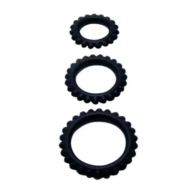 Titan Set 3 Pcs Cock Ring Black 2.8 + 2.4 + 1.9 cm | Baile