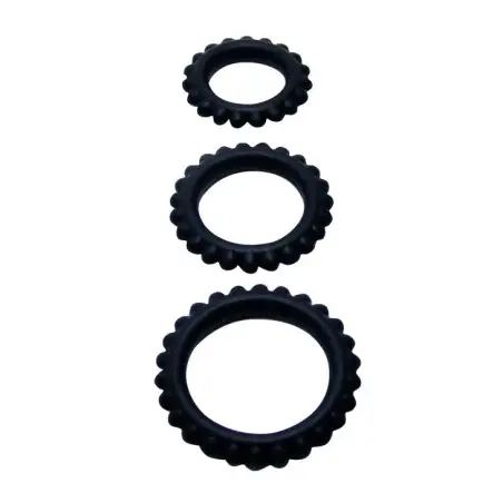 Titan Set 3 Pcs Cock Ring Black 2.8 + 2.4 + 1.9 cm | Baile