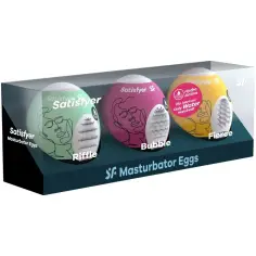 SATISFYER - 3 HUEVOS MASTURBADORES RIFFLE, BUBBLE & FIERCE 2