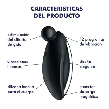 Spot On 2 Vibrador Lay-On Negro - 12 Modos | Satisfyer