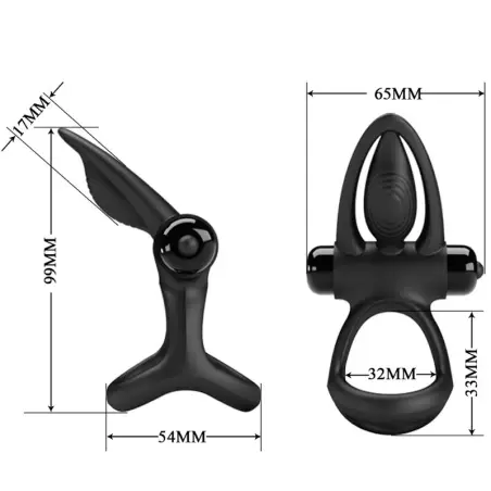 Anillo Vibrador 10 Vibraciones Silicona Negro | Pretty Love