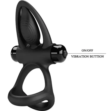 Anillo Vibrador 10 Vibraciones Silicona Negro | Pretty Love