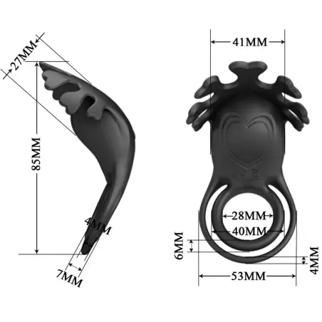 Ruben Anillo Vibrador 7 Vibraciones Silicona Negro - 7 Modos