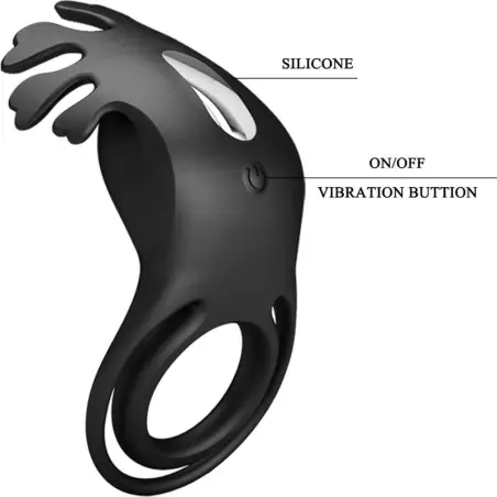 Ruben Anillo Vibrador 7 Vibraciones Silicona Negro - 7 Modos