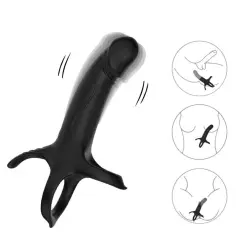 ARMONY - DILDO CON ANILLO & VIBRADOR CONTROL REMOTO NEGRO 2