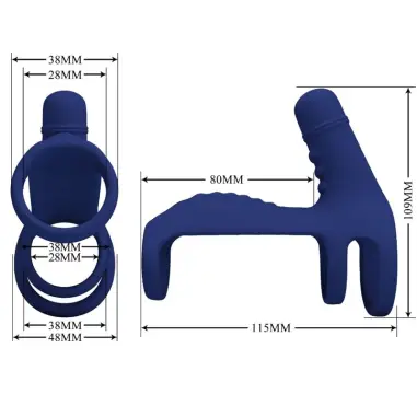 Elish Anillo Vibrador con Extensión Azul | Pretty Love