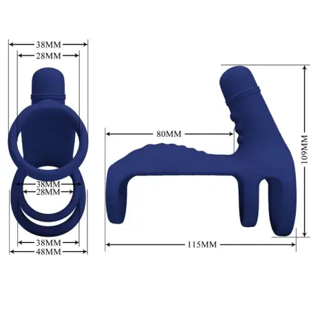 Elish Anillo Vibrador con Extensión Azul | Pretty Love