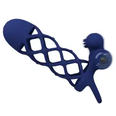 PRETTY LOVE - GIANN ANILLO VIBRADOR CON FUNDA DE SILICONA AZUL 2