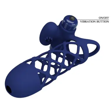 Giann Anillo Vibrador con Funda de Silicona Azul