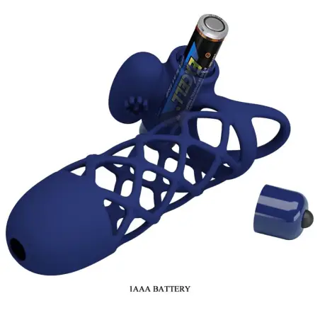 Giann Anillo Vibrador con Funda de Silicona Azul