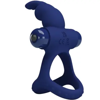 Luchito Doble Anillo Vibrador Rabbit Azul | Pretty Love