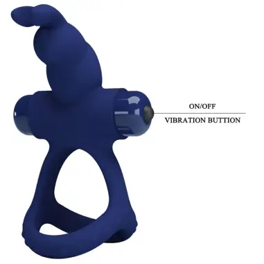 Luchito Doble Anillo Vibrador Rabbit Azul | Pretty Love