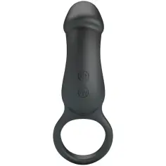 PRETTY LOVE - TRAE ANILLO VIBRADOR CON ESTIMULADOR NEGRO 2