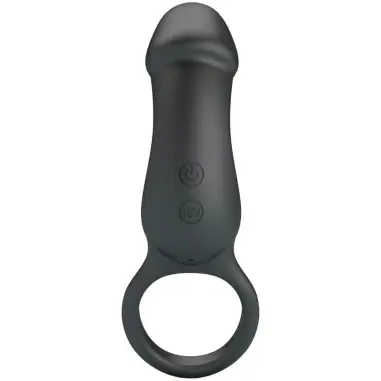 Trae Anillo Vibrador con Estimulador Negro | Pretty Love