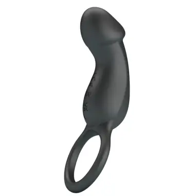 Trae Anillo Vibrador con Estimulador Negro | Pretty Love