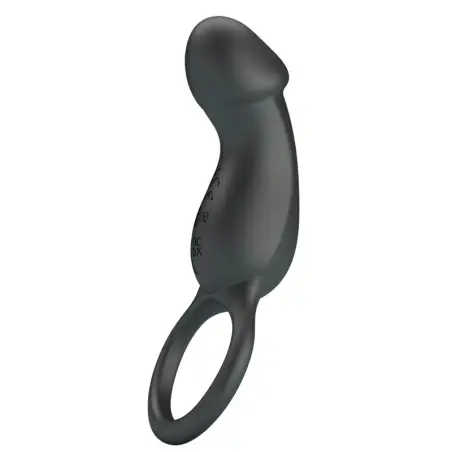 Trae Anillo Vibrador con Estimulador Negro | Pretty Love