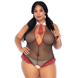 LEG AVENUE - TEDDY COLEGIALA CON ABERTURA TALLA PLUS LEG AVENUE TEDDIES