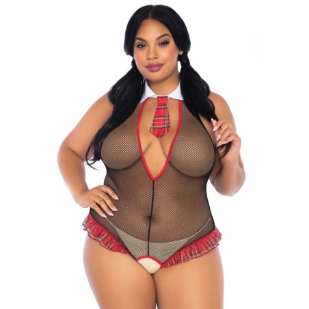 LEG AVENUE - TEDDY COLEGIALA CON ABERTURA TALLA PLUS LEG AVENUE TEDDIES