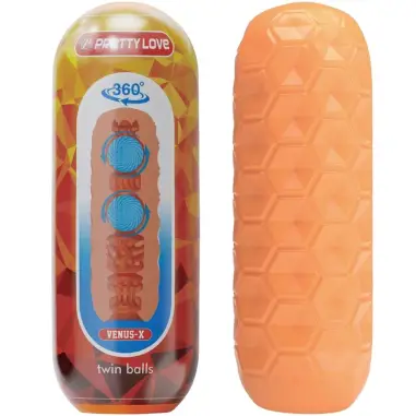 PRETTY LOVE - TWIN BALLS MASTURBADOR MASCULINO NARANJA