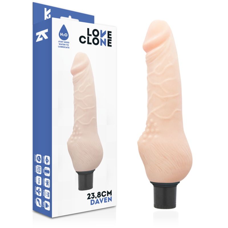 LOVECLONE - DAVEN VIBRADOR REALÍSTICO SELF LUBRICATION 23.8 CM -O- 3.8 CM 