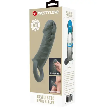 Funda Realística Alargadora y Retardante para Pene Gris