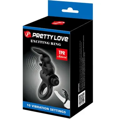 Exciting Ring Anillo Vibrador Rabbit 10 Vibraciones Negro