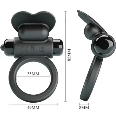 Debonaire Anillo Vibrador Conejo 10 Vibraciones Negro