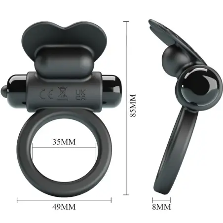 Debonaire Anillo Vibrador Conejo 10 Vibraciones Negro