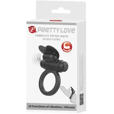 Debonaire Anillo Vibrador Conejo 10 Vibraciones Negro