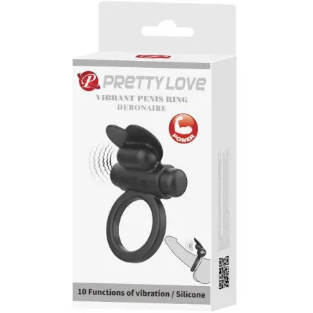Debonaire Anillo Vibrador Conejo 10 Vibraciones Negro