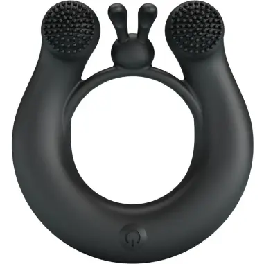 PRETTY LOVE - DAHLIA ANILLO VIBRADOR + ESTIMULADOR DE CLÍTOIS 12 VIBRACIONES NEGRO