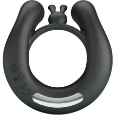 PRETTY LOVE - DAHLIA ANILLO VIBRADOR + ESTIMULADOR DE CLÍTOIS 12 VIBRACIONES NEGRO 2
