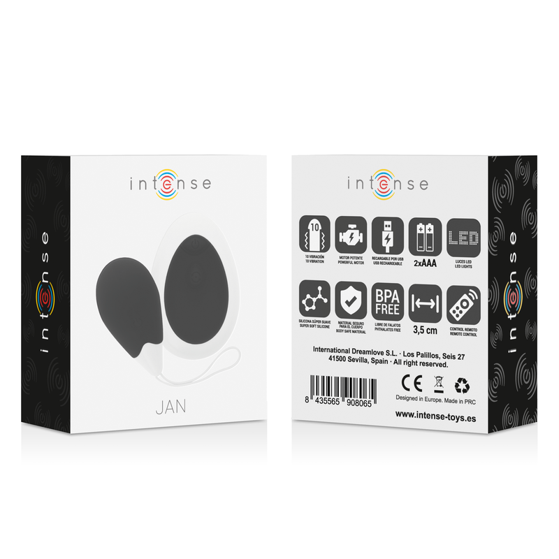 INTENSE - JAN HUEVO VIBRADOR CONTROL REMOTO NEGRO 