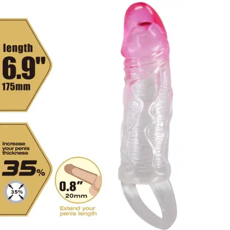 Odes Funda Realística Alargadora de 2 cm para Pene Rosa