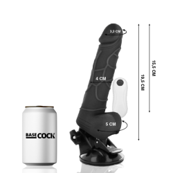 BASECOCK - VIBRADOR REALÍSTICO CONTROL REMOTO NEGRO CON TESTÍCULOS 19.5 CM -O- 4 CM BASECOCK 2