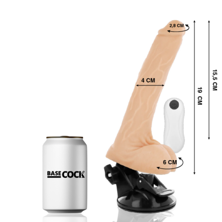 BASECOCK - VIBRADOR REALÍSTICO CONTROL REMOTO NATURAL 19 CM -O- 4 CM BASECOCK