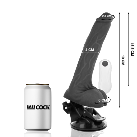 BASECOCK - VIBRADOR REALÍSTICO CONTROL REMOTO NEGRO 19 CM -O- 4 CM BASECOCK