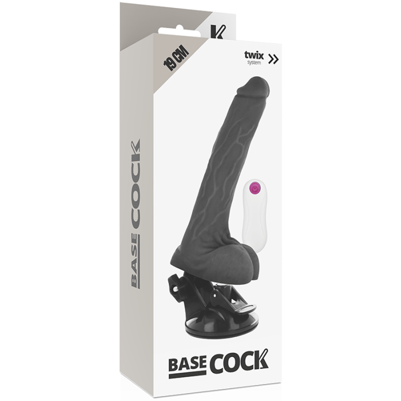BASECOCK - VIBRADOR REALÍSTICO CONTROL REMOTO NEGRO 19 CM -O- 4 CM 