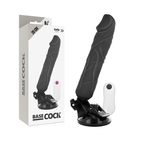 BASECOCK - VIBRADOR REALÍSTICO CONTROL REMOTO NEGRO 20 CM -O- 4 CM BASECOCK