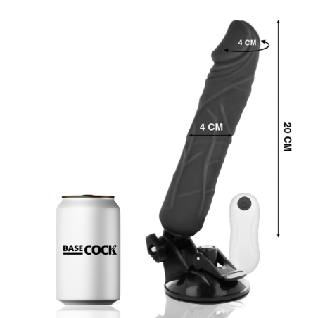 BASECOCK - VIBRADOR REALÍSTICO CONTROL REMOTO NEGRO 20 CM -O- 4 CM BASECOCK