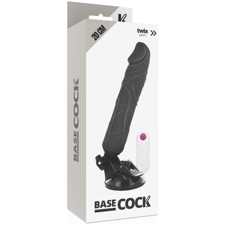 BASECOCK - VIBRADOR REALÍSTICO CONTROL REMOTO NEGRO 20 CM -O- 4 CM BASECOCK
