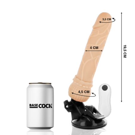 BASECOCK - VIBRADOR REALÍSTICO CONTROL REMOTO NATURAL 19.5 CM -O- 4 CM BASECOCK