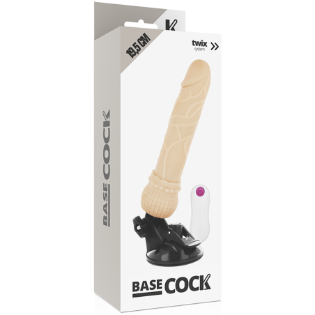 BASECOCK - VIBRADOR REALÍSTICO CONTROL REMOTO NATURAL 19.5 CM -O- 4 CM BASECOCK