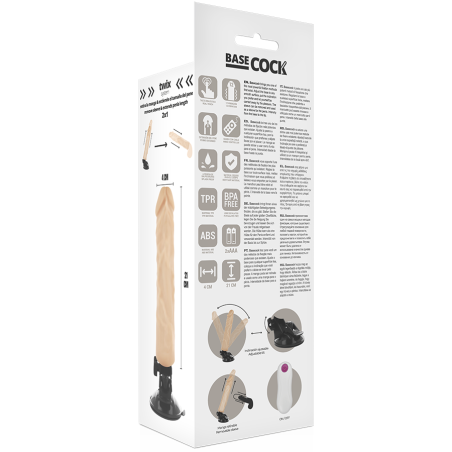 BASECOCK - VIBRADOR REALÍSTICO CONTROL REMOTO NATURAL 21 CM -O- 4 CM BASECOCK